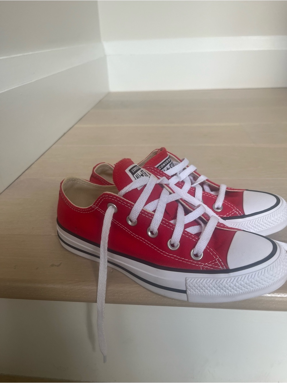 Converse Red and White Low Top Sneakers